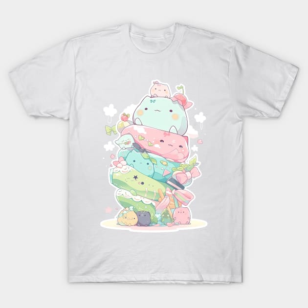 Foodiies Collection - 8 Layer Dango With Cherry Whipped Cream | Kawaii Aesthetic Anime Food Design | PROUD OTAKU T-Shirt by PROUD OTAKU